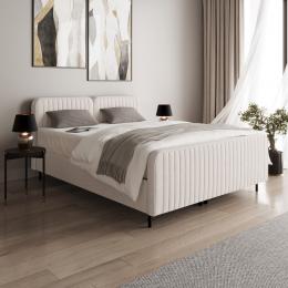 Cama 140/160/180 x 200 + colchón topper almacenaje - LAMELLO Crema