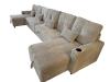 Photo U-Shaped Sofa Bed in Corduroy Fabric 400x135 cm with 2 Integrated Storage Compartments, Cup Holders, and USB Type-C Ports - Costa U LUX LIGHT GRAY