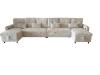 Photo U-Shaped Sofa Bed in Corduroy Fabric 400x135 cm with 2 Integrated Storage Compartments, Cup Holders, and USB Type-C Ports - Costa U LUX LIGHT GRAY