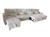 Photo U-Shaped Sofa Bed in Corduroy Fabric 400x135 cm with 2 Integrated Storage Compartments, Cup Holders, and USB Type-C Ports - Costa U LUX LIGHT GRAY