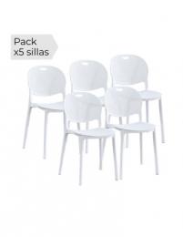 JUEGO DE 5 SILLAS APILABLES MOD.JANSEN BLANCO