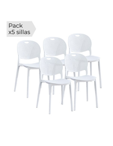 Foto JUEGO DE 5 SILLAS APILABLES MOD.JANSEN BLANCO