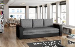 SOFÁ CAMA EXTRAIBLE 220 CM INVERSA GRIS TELA Y NEGRO POLIPIEL