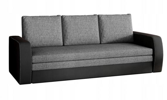 Foto SOFÁ CAMA EXTRAIBLE 220 CM INVERSA GRIS TELA Y NEGRO POLIPIEL