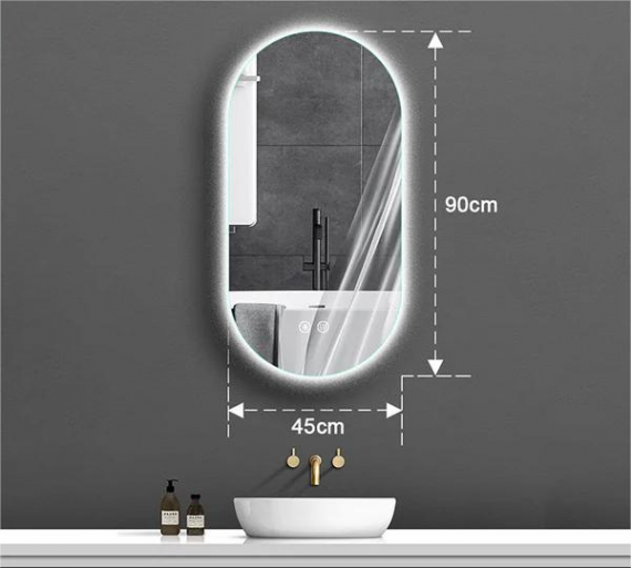 Photo LED bathroom mirror 450 x 900 mm, oval, anti-fog