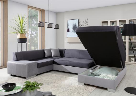 Foto SOFÁ CAMA CON ARCÓN FORMA DE U 322 CM X 204 CM HAVANA VIOLETA BURDEOS OFERTA