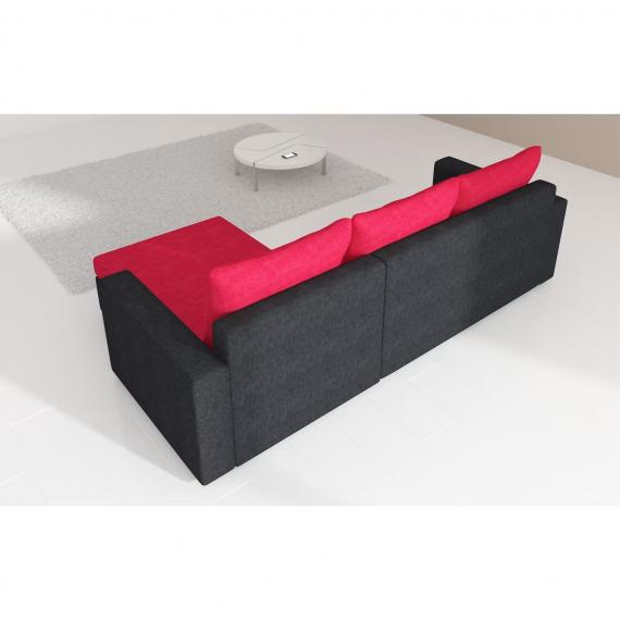 Foto SOFÁ DE ESQUINA CON CAMA Y ARCÓN 237 CM X 150 CM ROJO/NEGRO TELA LIVIO