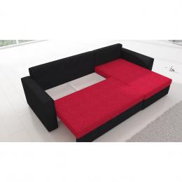 SOFÁ DE ESQUINA CON CAMA Y ARCÓN 237 CM X 150 CM ROJO/NEGRO TELA LIVIO