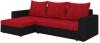 Foto SOFÁ DE ESQUINA CON CAMA Y ARCÓN 237 CM X 150 CM ROJO/NEGRO TELA LIVIO