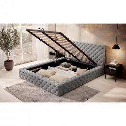 Cama con somier metálico, sistema elevador de gas y arcón almacenamiento PRINCCE gris