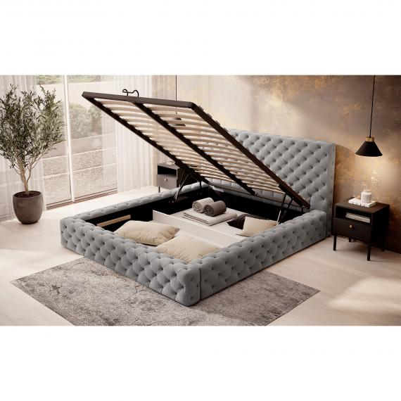 Foto Cama con somier metálico, sistema elevador de gas y arcón de almacenamiento PRINCCE gris