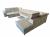 U-shaped sofa with pull-out bed and reclining headrests + storage box, 10-seater, Beige, 455x262x220 - ANGELA