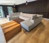 Photo U-shaped sofa with pull-out bed and reclining headrests + storage box, 10-seater, Beige, 455x262x220 - ANGELA