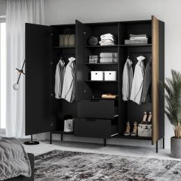 ARMARIO 185 CM MEORATI NEGRO MATE/ROBLE