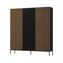 ARMARIO 185 CM MEORATI NEGRO MATE/ROBLE
