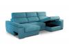 Foto SOFÁ CHAISE LONGUE CON BRAZO DESLIZANTE DE VISCOELÁSTICA Y CON ARCÓN  MALAGA AZUL