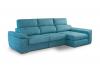 Foto SOFÁ CHAISE LONGUE CON BRAZO DESLIZANTE DE VISCOELÁSTICA Y CON ARCÓN  MALAGA AZUL