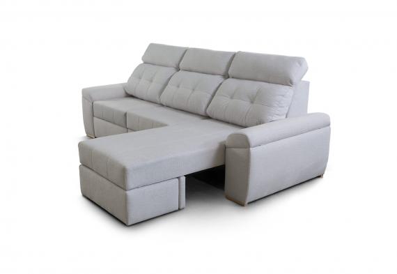 Photo Chaise longue sofa, reversible, storage armrest - ALBACETE