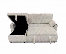 PACK 2 SOFÁS COSTA LUX - Sofá Cama Chaise Longue Reversible 3 Plazas con Arcón Tela de Pana Gris Claro - 100€ DTO