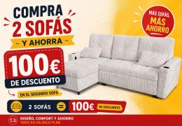 PACK 2 SOFÁS COSTA LUX - Sofá Cama Chaise Longue Reversible 3 Plazas con Arcón Tela de Pana Gris Claro - 100€ DTO