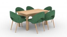 CONJUNTO MESA DE COMEDOR EXTENSIBLE 14/180 6 SILLAS RODOS 82CG ROBLE/VERDE