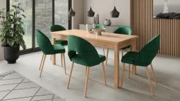CONJUNTO MESA DE COMEDOR EXTENSIBLE 14/180 6 SILLAS RODOS 82CG ROBLE/VERDE