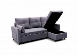 PACK 2 SOFÁS COSTA LUX - Sofá Cama Chaise Longue Reversible 3 Plazas con Arcón Gris Oscuro - 100€ DTO