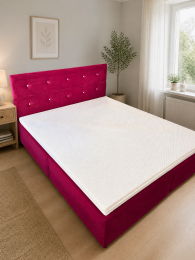 CAMA CONJUNTO BOXSPRING ROJA (INCLUYE COLCHÓN Y TOPPER) 180 x 205 cm