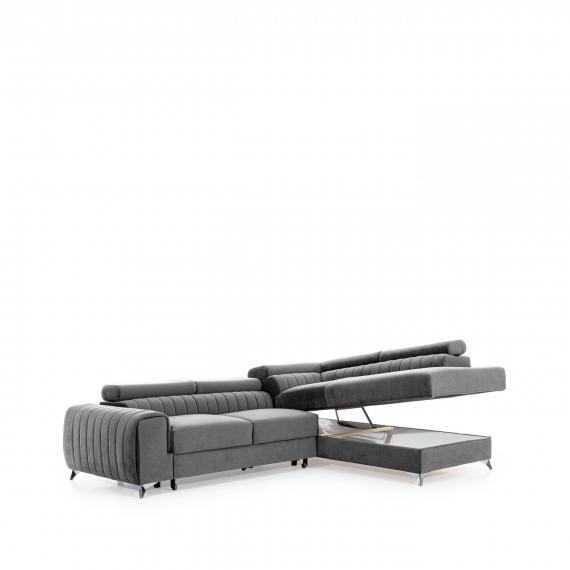Photo Corner sofa with pull-out bed - storage - Black - 278x205 - LAURENCE