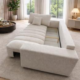 Sofá Cama Lineal Zora – Confort Moderno y Elegancia Beige