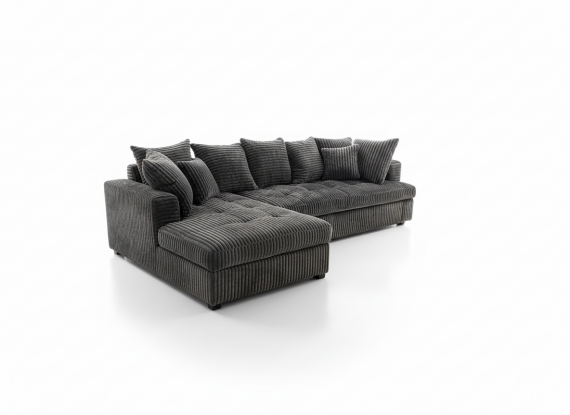 Photo Lary Max Corner Sofa | Corduroy Chaise Longue with Viscoelastic Mattress