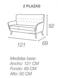 SOFÁ LINEAL 2 PLAZAS DE DISEÑO CON BOTONES 121 CM NÓRDICOS VERDE AZULADO