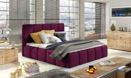 Cama con somier de madera, sistema elevador de gas y arcón de almacenamiento EDVIGE Burdeos Oscuro