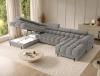 Photo Large sofa with bed | storage | U-shape | reclining headrests | high legs 355 cm x 202 cm Feraria Gray