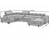 Photo Large sofa with bed | storage | U-shape | reclining headrests | high legs 355 cm x 202 cm Feraria Gray