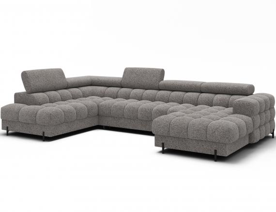 Photo Large sofa with bed | storage | U-shape | reclining headrests | high legs 355 cm x 202 cm Feraria Gray