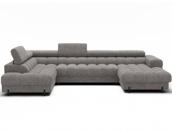 Photo Large sofa with bed | storage | U-shape | reclining headrests | high legs 355 cm x 202 cm Feraria Gray