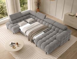 Large sofa with bed | storage | U-shape | reclining headrests | high legs 355 cm x 202 cm Feraria Gray