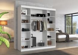ARMARIO CON ESPEJO I PUERTA CORREDERA 215X200X58 CM 2 PUERTAS COLOR BLANCO BERGEN