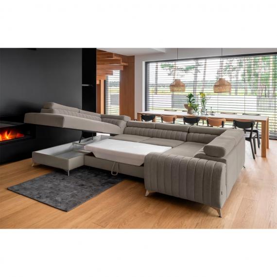 Photo Modern U-shaped sofa (2 chaise longues) with bed and storage dark gray 347x202 - LUIS