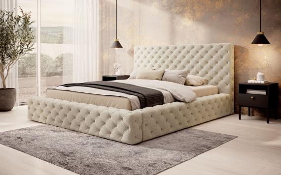 Foto Cama con somier metálico, sistema elevador de gas y arcón de almacenamiento PRINCCE Beige