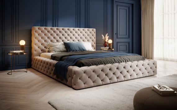 Foto Cama con somier metálico, sistema elevador de gas y arcón de almacenamiento PRINCCE Beige