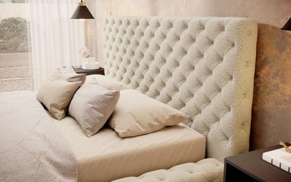 Foto Cama con somier metálico, sistema elevador de gas y arcón de almacenamiento PRINCCE Beige