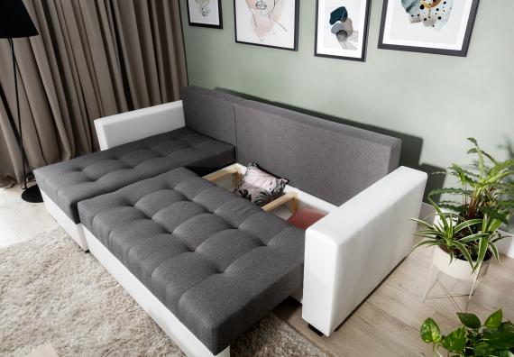 Foto SOFÁ CAMA CON DOS ARCÓNES REVERSIBLE 237 CM X 150 CM NEWARK GRIS OSCURO TELA/GRIS TELA