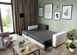 SOFÁ CAMA CON DOS ARCÓNES REVERSIBLE 237 CM X 150 CM NEWARK GRIS OSCURO TELA/GRIS TELA