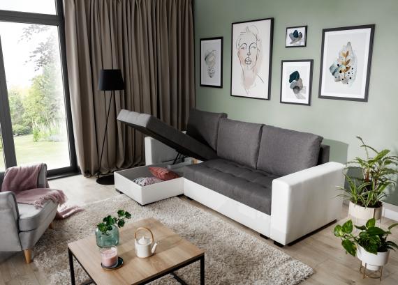 Foto SOFÁ CAMA CON DOS ARCÓNES REVERSIBLE 237 CM X 150 CM NEWARK GRIS OSCURO TELA/GRIS TELA