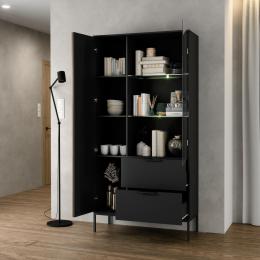 VITRINA 100 CM MEORATI NEGRO MATE/ROBLE