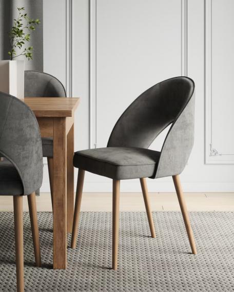 Photo Extendable dining table set - 140/180 - 6 chairs - gray - RODOS 82L