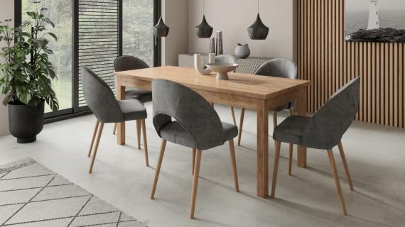 Photo Extendable dining table set - 140/180 - 6 chairs - gray - RODOS 82L