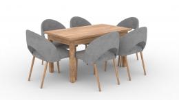CONJUNTO MESA DE COMEDOR EXTENSIBLE 14/180 6 SILLAS RODOS 82L ROBLE/GRIS